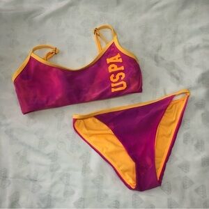 Uspa Size Small Tie Dye Neon Pink/Orange 2 Piece Bikini